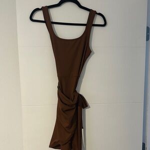 Cider Cocoa Brown Sleeveless Mini Dress